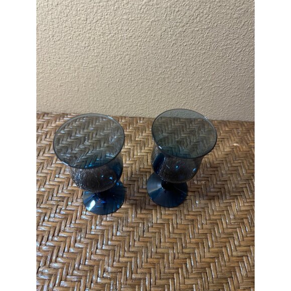 Denby ARABESQUE Blue Water Glass Goblet Glasses Sweden - Picture 3 of 7